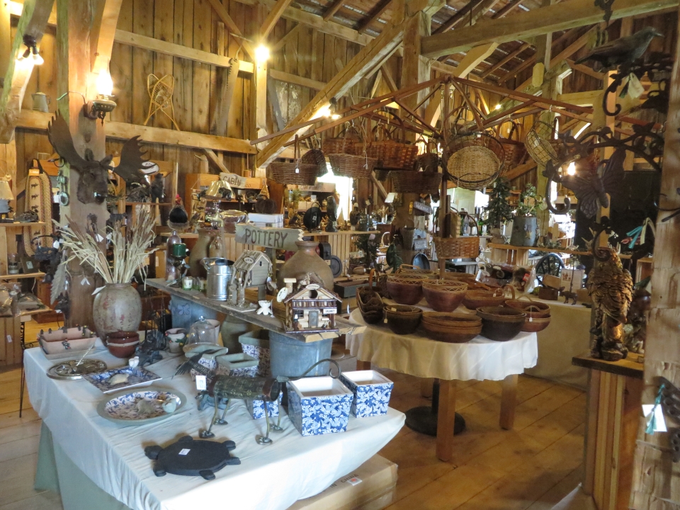 Items for sale inside Mystic Hill Olde Barn Gift Shop