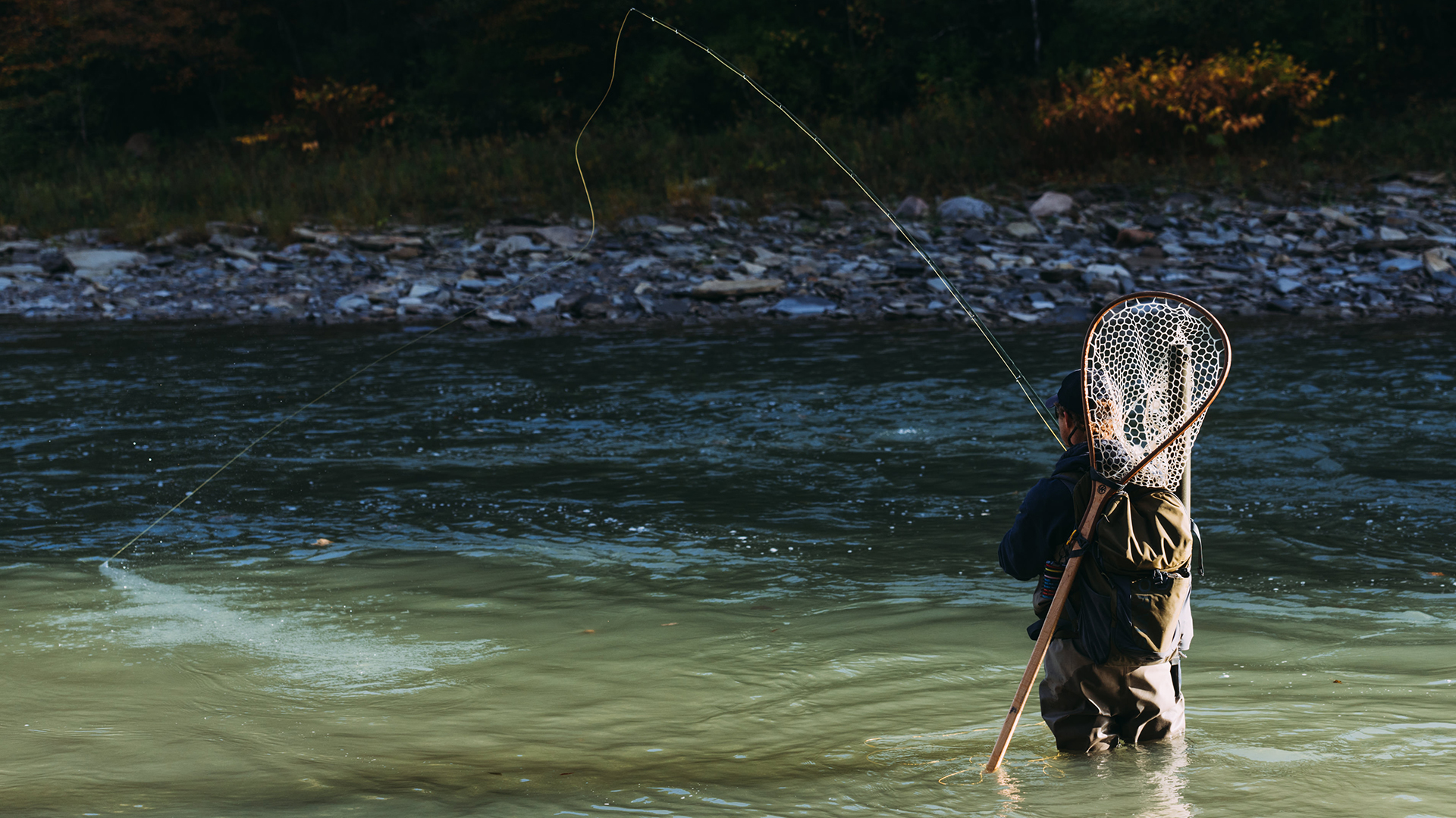 Man fishing on Cattaraugus Creek