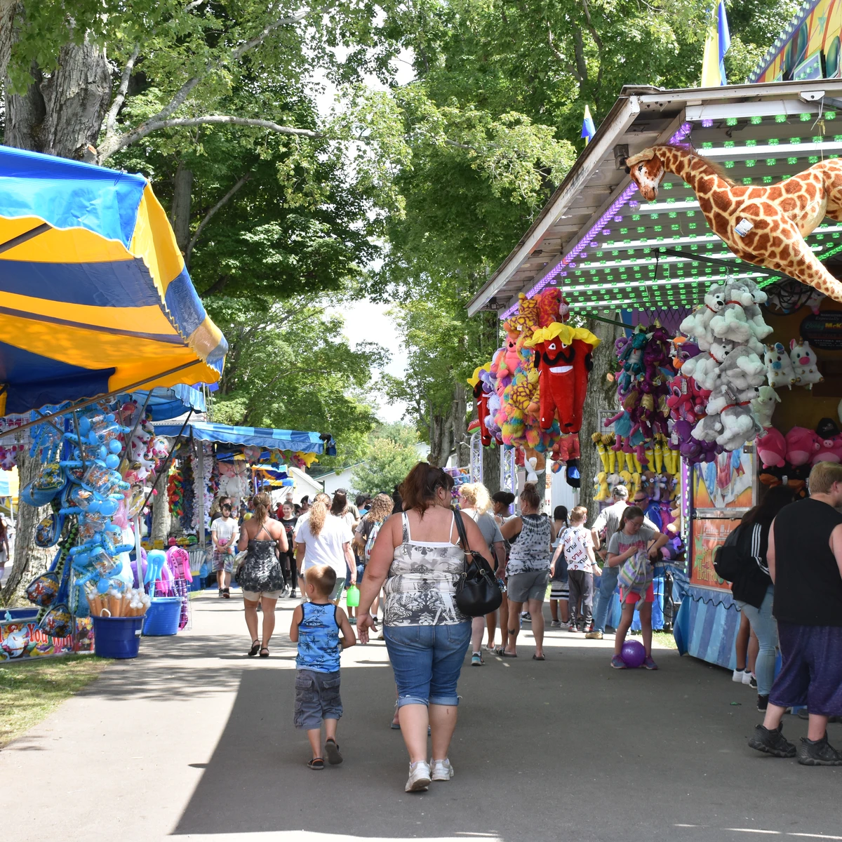 Fair goers walking through the games at the Cattaraugus County Fair