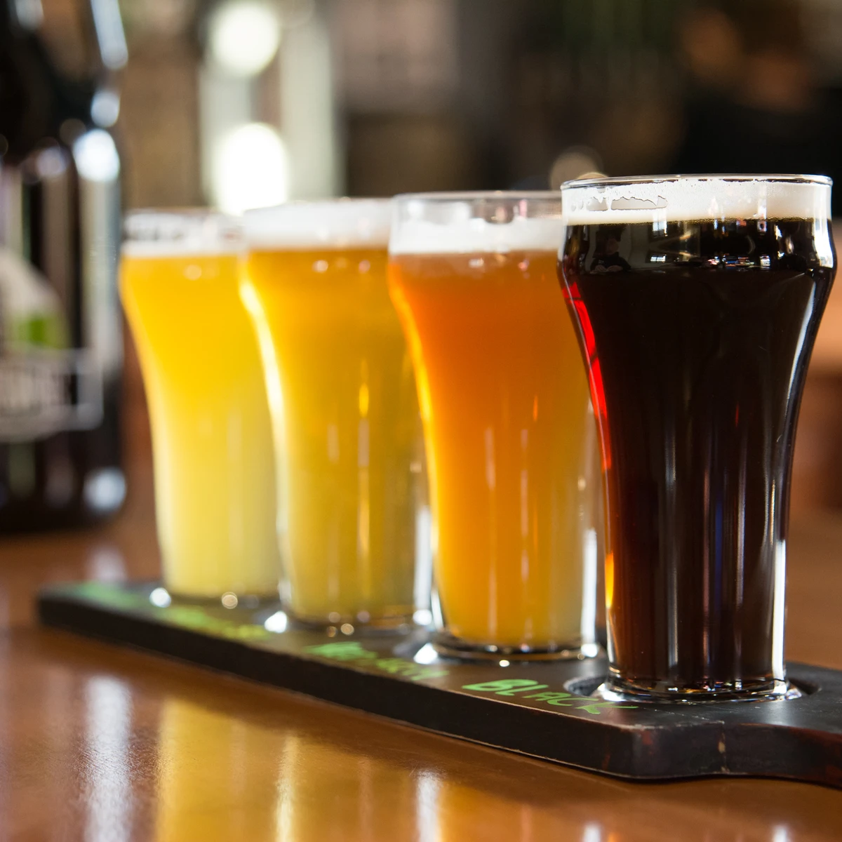 Flight of beers at Four Mile Brewing (2017-Chuck Jaquith)