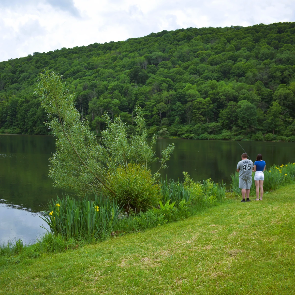 Enjoying the scenery of New Albion Lake in New Albion