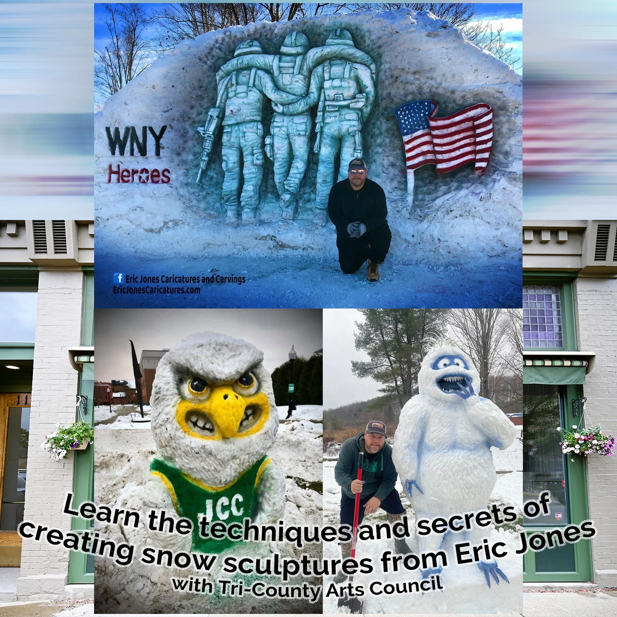 Snow sculpting Workshop with Eric Jones at Tri-County Arts Council