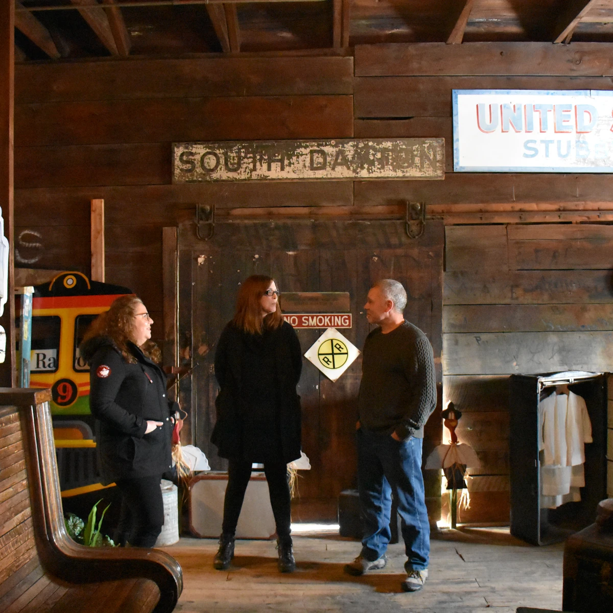 Visitors experiencing the South Dayton Depot Museum