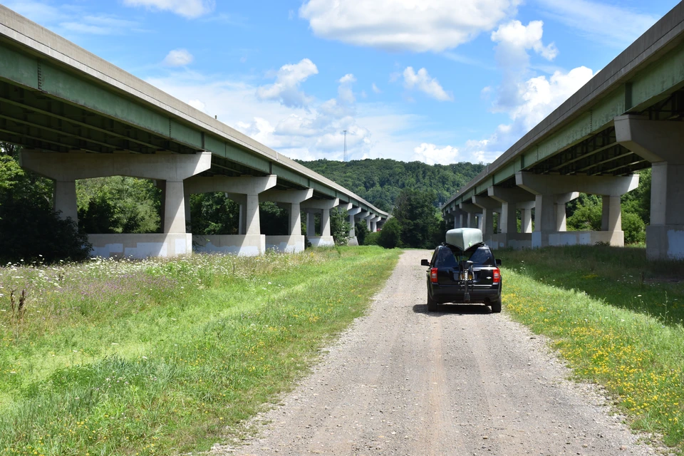 Entrance to boat launch on the 9 mile in Allegany