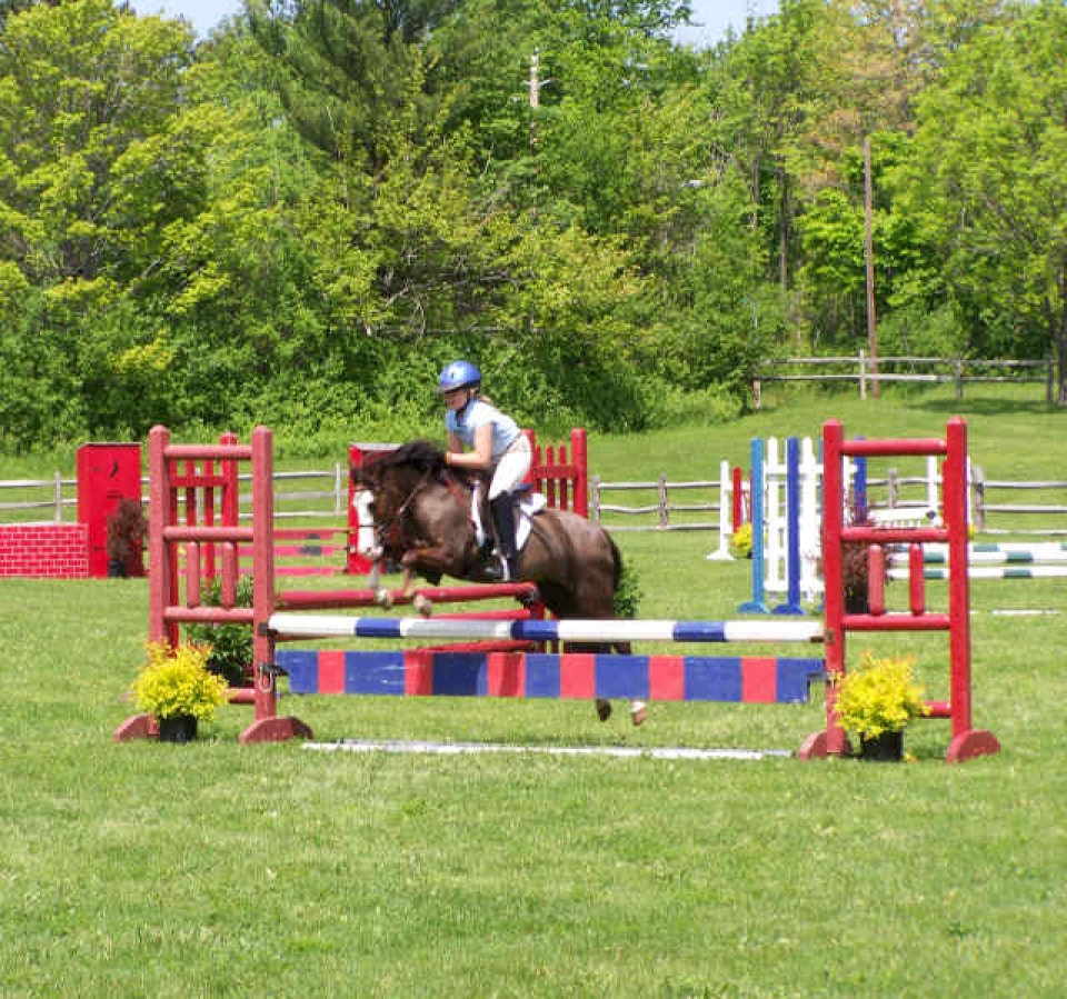 Girl and horse jumping at a horse show