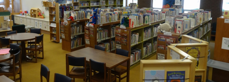 Books inside the Olean Library