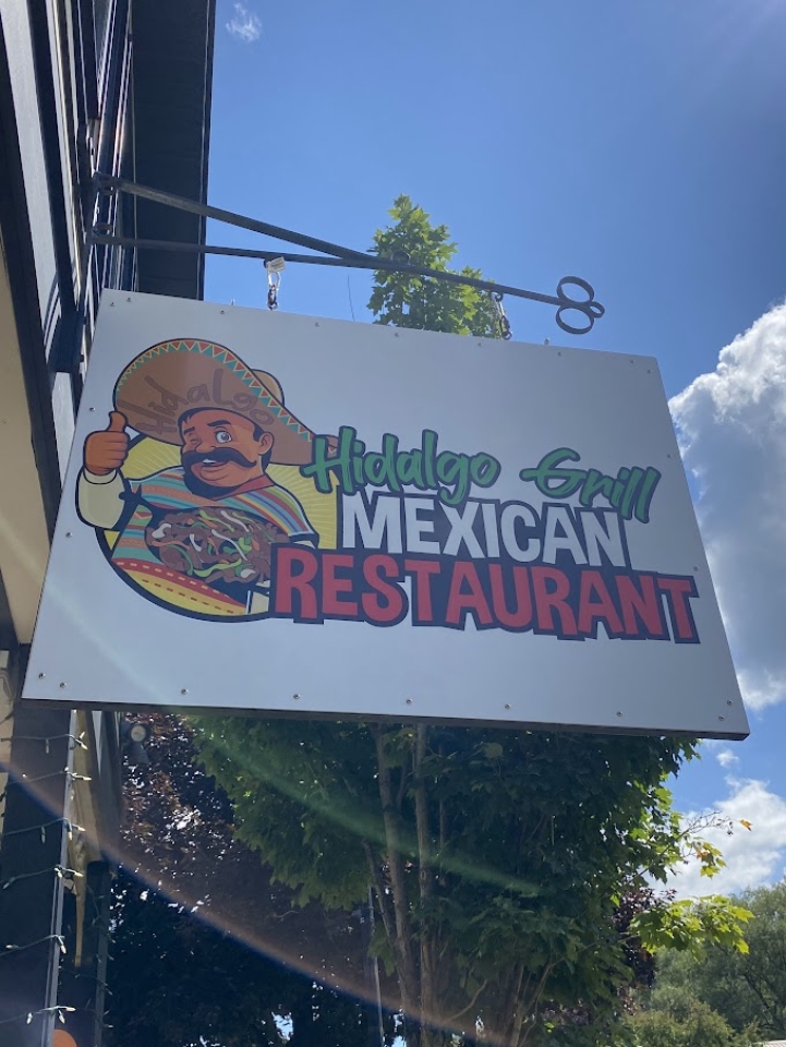Hidalgo Grill Mexican Restaurant Sign in Ellicottville, NY
