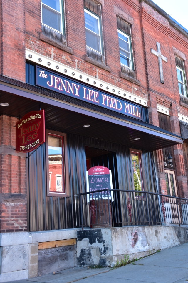 The Jenny Lee Feed Mill outisde sign and entrance