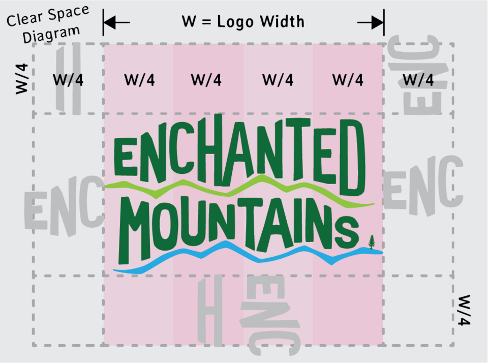 Enchanted Mountains Logo Clear Space Diagram