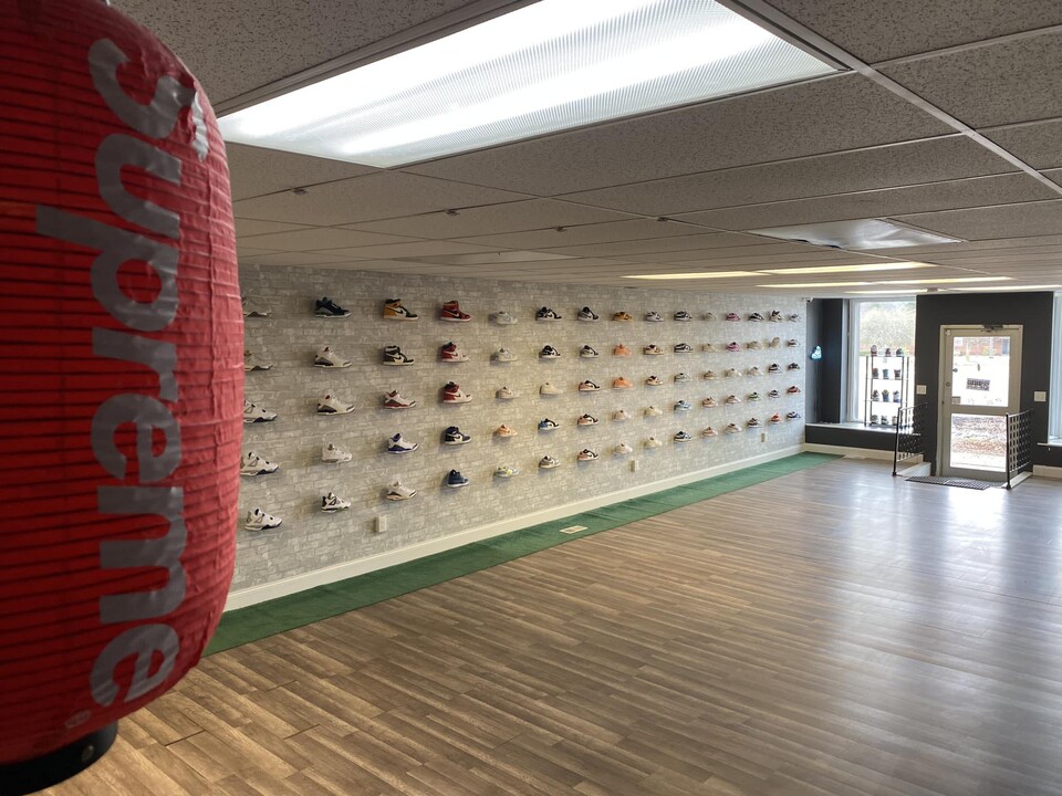 Shoe wall at DripDrop Olean