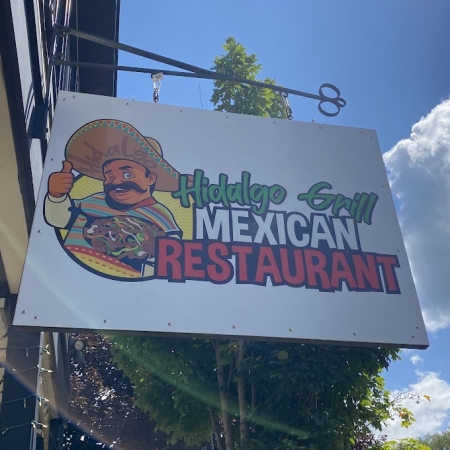 Hidalgo Grill Mexican Restaurant Sign in Ellicottville, NY