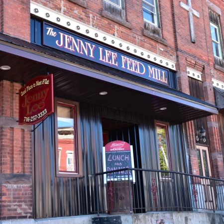 The Jenny Lee Feed Mill outisde sign and entrance