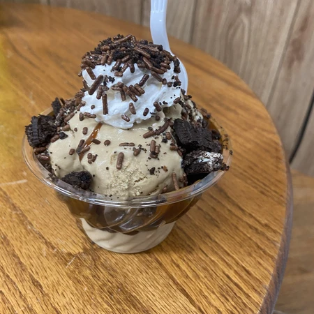 Crushed Oreo on a sundae at Gwenny's Ice Cream Shoppe in Yorkshire, NY