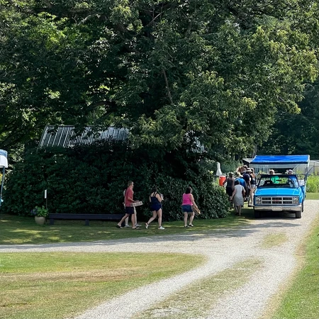 People heading to the fields to pick blueberries