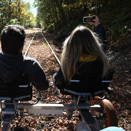 Pedalers on the Rev Rail Ride