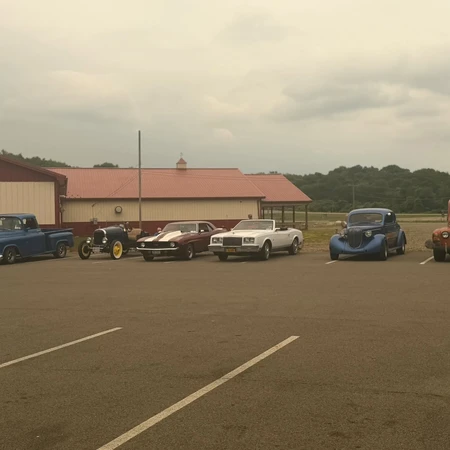 Classic Cars parked at Twist and Scoops