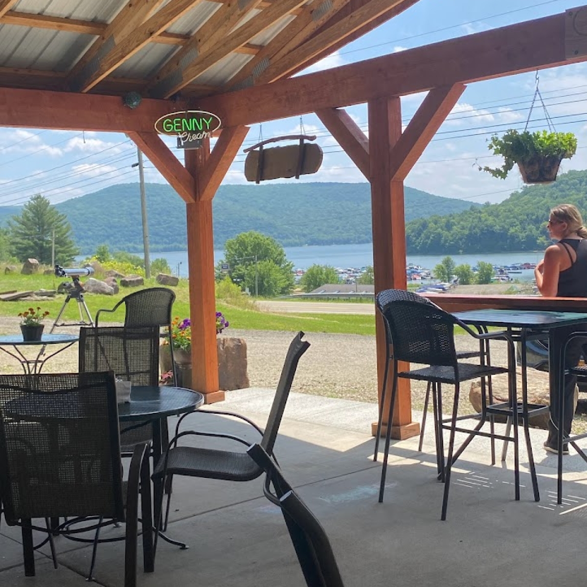 A view from the outdoor dining area at Onoville General Store