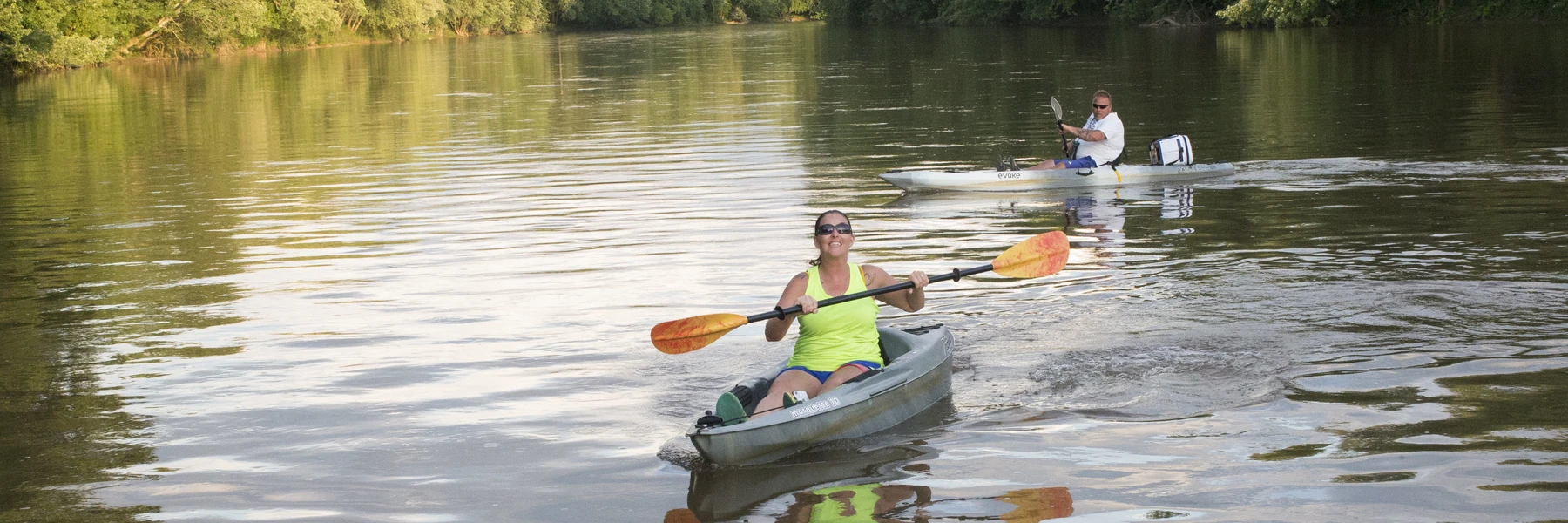 Kayakers on the Allegheny River at the Allegany launch