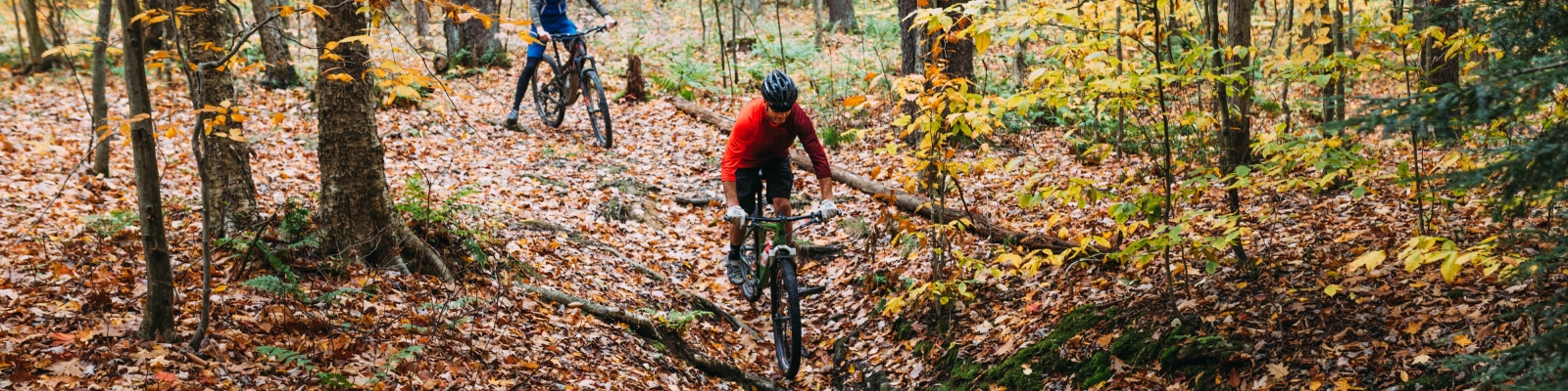 Mountain biking through Little Rock City State Forest - Autumn