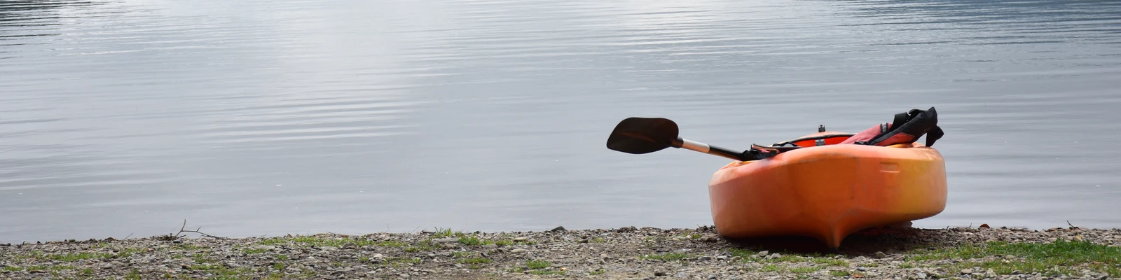 Empty Kayak on the shore of Quaker Lake at Allegany State Park