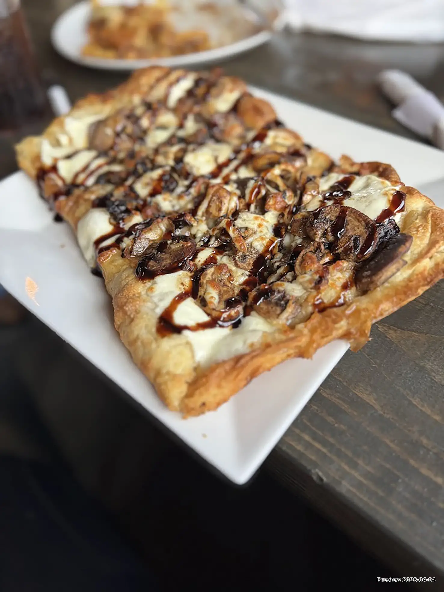 White flatbread pizza at Pour Taproom in Ellicottville