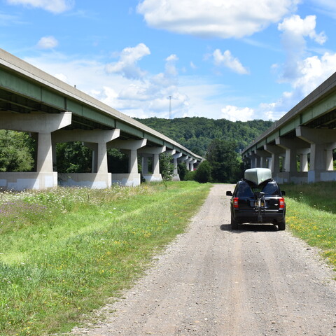 Entrance to boat launch on the 9 mile in Allegany