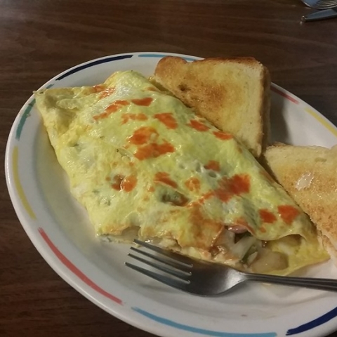 Omelet and toast
