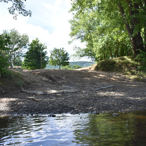 View from the water of the handlaunch area on Front Avenue in Salamanca