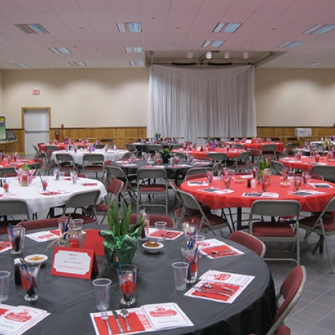 Set up for a reception at the West Valley Fire Hall