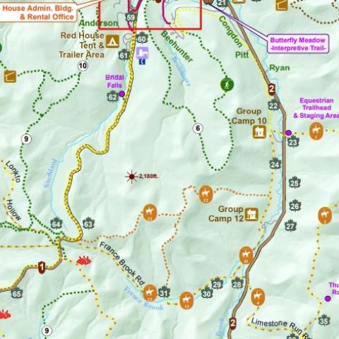 Section of map of Allegany State Park