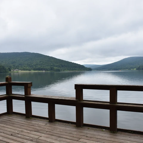 View from fishing dock on Quaker Lake at Allegany State Park