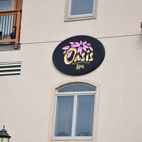 Oasis Spa sign on Tamarack