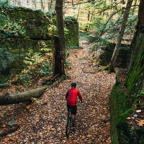 Mountain biker at Little Rock City State Forest