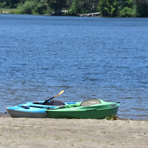 Kayaks on beach at Allegany State Park