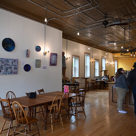 Inside view of RocketCup Coffee's Olean Cafe