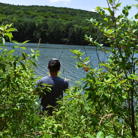 Fisherman enjoying Case Lake