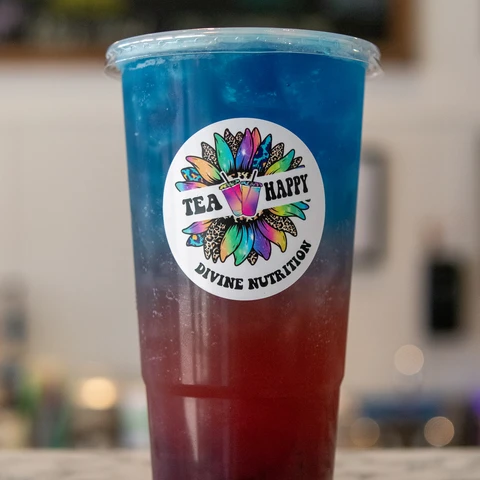 blue and red tea at Divine Nutrition