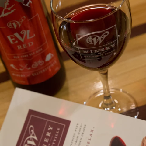 Winery of Ellicottville EVL Red and a glass
