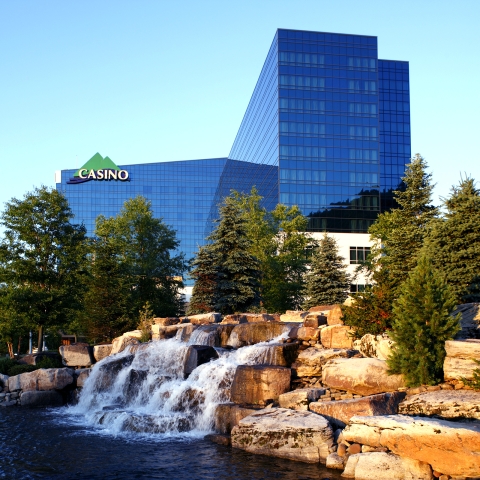 Casino with waterfall