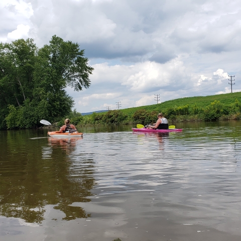Friends floating the Allegheny River in Olean area