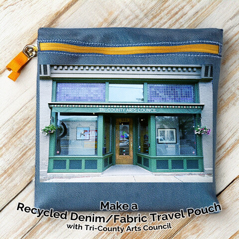 Create a recycled denim/fabric travel pouch at Tri-County Arts Council