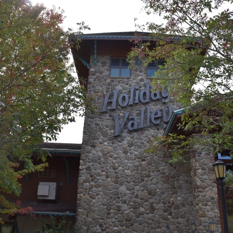 Holiday Valley sign on building