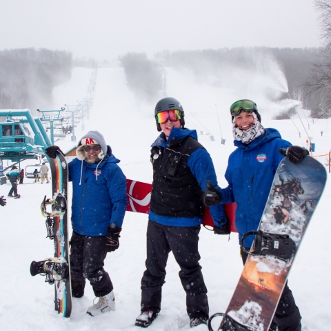 Snowboarders at Holiday Valley Resort