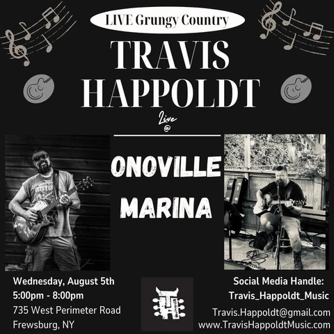 Poster for Travis Happoldt performing at Onoville Marina Park