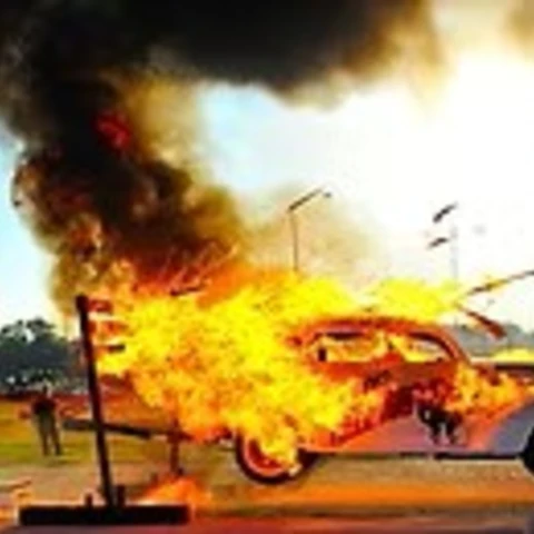 car on fire