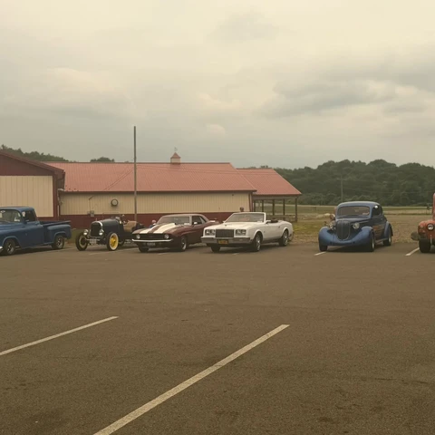 Classic Cars parked at Twist and Scoops