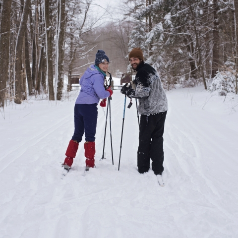 Cross Country Skiiers on the Art Roscoe Trail in Allegany State Park