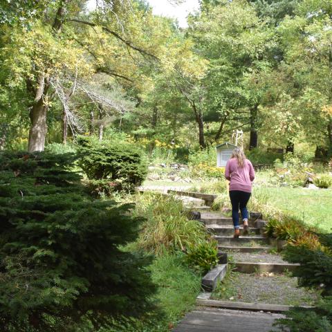 Walking along the path at Nannen Arboretum 